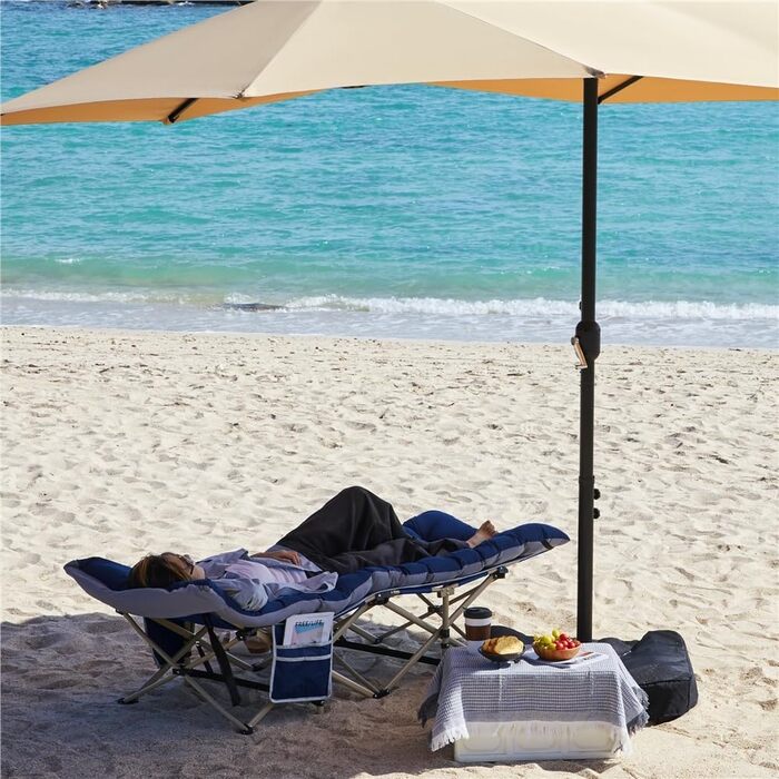 Розкладне кемпінгове ліжко Yaheetech з матрацом та сумкою для транспортування, 191 x 67 см, до 150 кг, сірий матрац та чорний каркас