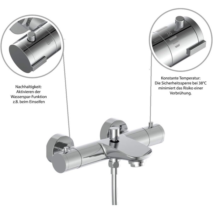 Змішувач для ванни EISL CLAUDIO з душовим підключенням, хром, однорідний, NI023CALCR