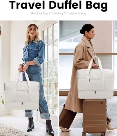 Спортивна сумка LOVEVOOK для подорожей: дорожня сумка-валіза, дорожня сумка-мішок, сумка для одягу, валіза для ручної поклажі, сумка для пологів, з відділенням для взуття та косметичкою, бежево-коричнево-чорна