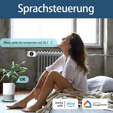 Розумний термостат для радіатора SALCAR TRV801W WiFi LCD, сумісний з Alexa та Google Home, Tuya Smart, без шлюзу