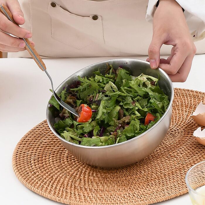 Набір місок для перемішування [5 шт] з нержавіючої сталі, 5 розмірів (0.7 л/ 1.2 л/ 1.8 л/ 2.5 л/ 3.5 л), придатні для миття в посудомийній машині. Салатниці, контейнери для перекусів та миски