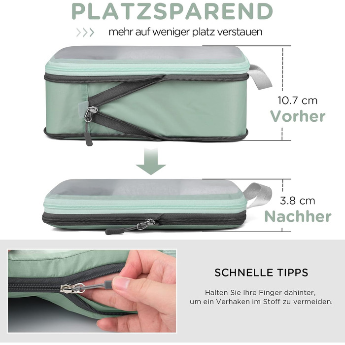 Набір компресійних органайзерів для одягу в подорожі Cipway, 6 шт, сітчасті легкі пакувальні куби для валізи та рюкзака, шавлієво-зелений