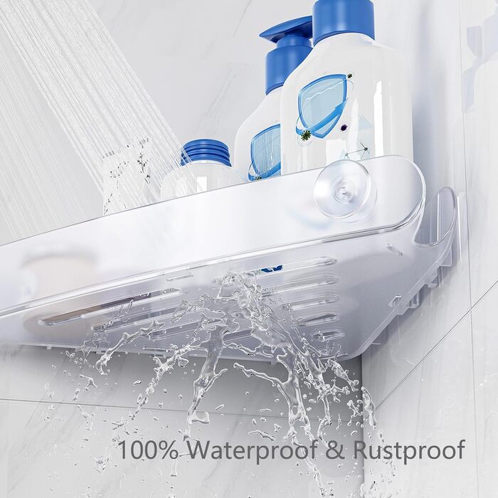 Поличка для душу Sotfamily без свердління (90°), кутова, з клеєм, з нержавіючого пластику, для шампуню, 4 шт., кристалічний дизайн