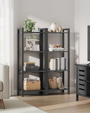 Стелаж VASAGLE Regal для книг, DVD та офісних документів, 4 яруси, 24x40x76,4 см, вінтажний коричнево-чорний колір (LLS098K02)