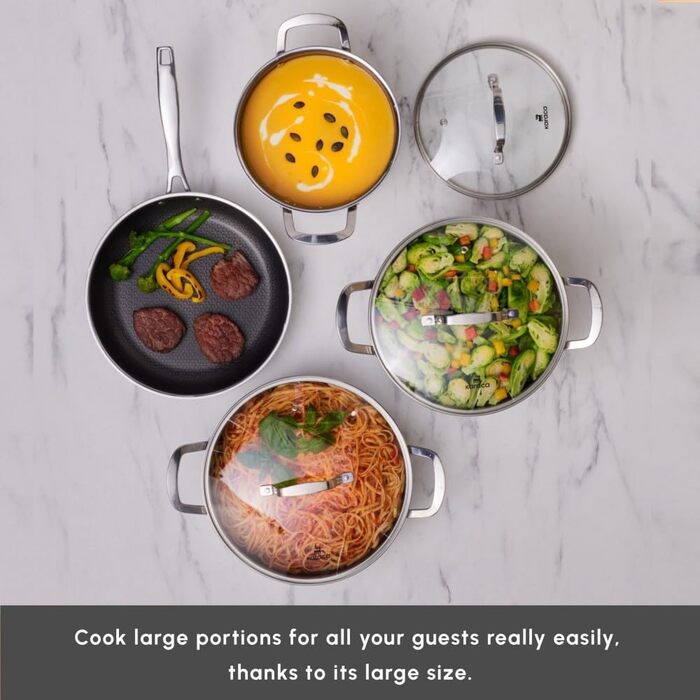 Набір каструль та сковорідок Karaca Ceramica Steel 3Ply: 7 предметів з нержавіючої сталі та керамічним покриттям