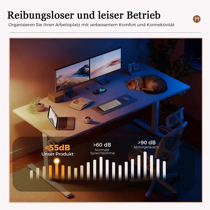 Регульований за висотою стіл Klicelor, електричний, з пам'яттю, 120x80 см, білий