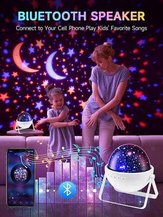 Дитячий проектор для зоряного неба One Fire, дитячий світлодіодний нічник, Дитяча Музична скринька з дистанційним управлінням, музичний таймер Bluetooth, поворот на 360, 12-кольорова лампа для усипляння зоряного неба, подарунок для дитячої кімнати (білий)