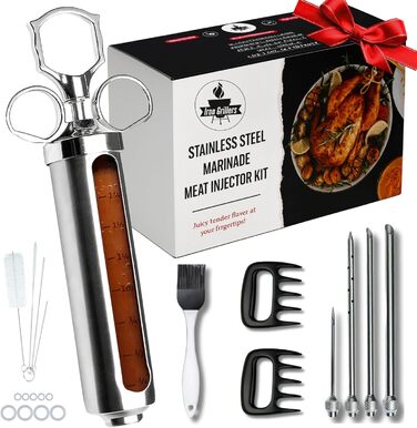 Набір для інжектування м'яса: шприц для маринування, копчення та грилю. Підходить для індички, грудки та грилю. Велика ємність з нержавіючої сталі 57 мл, без витоків та засмічень.