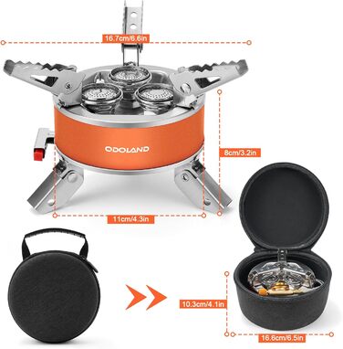 Газовий наметний пальник Odoland 4000W - вітрозахисний, регульований, легкий, з EVA-боксом