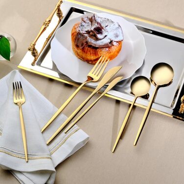 Набір столових приборів Karaca Elegance (84 шт.) з нержавіючої сталі, для посудомийної машини, Orion Gold