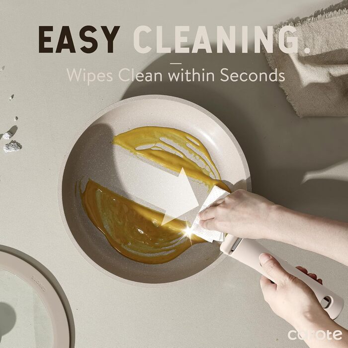 CAROTE Набір посуду 19 предметів з антипригарним покриттям, знімні ручки, для індукційних плит, тауп