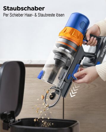 Акумуляторний пилосос SunSare бездротовий 600W 50000Pa 65хв з насадкою 1м, аромафункцією, гнучким шлангом, тримачем для зарядки, автоматичним режимом для підлоги, килимів, шерсті тварин