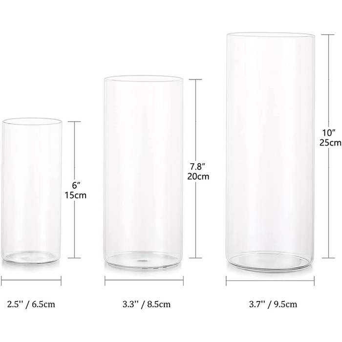 Набір ваз для квітів Hewory скляні 6 шт M/L/XL 15/20/25 см прозорі