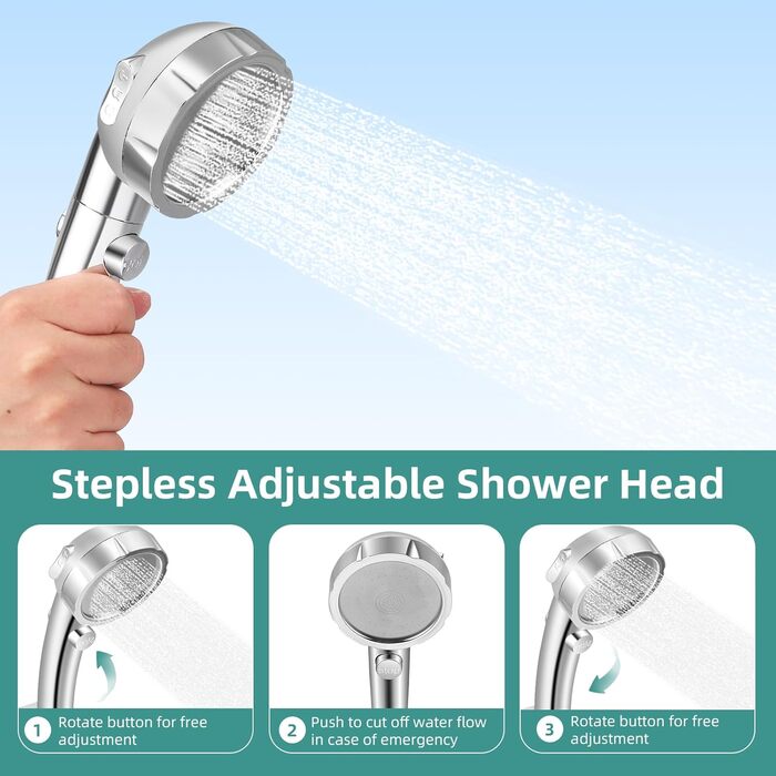 Портативна електродушова система для кемпінгу з акумулятором 6000mAh, фільтрацією, покажчиком температури та шлангом 2м