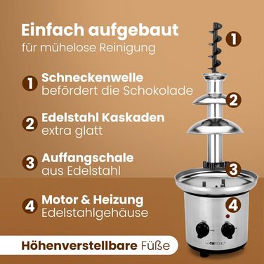 Шоколадний фонтан Clatronic® SKB 3248 з функцією плавлення | для фруктів та випічки | легко чистити