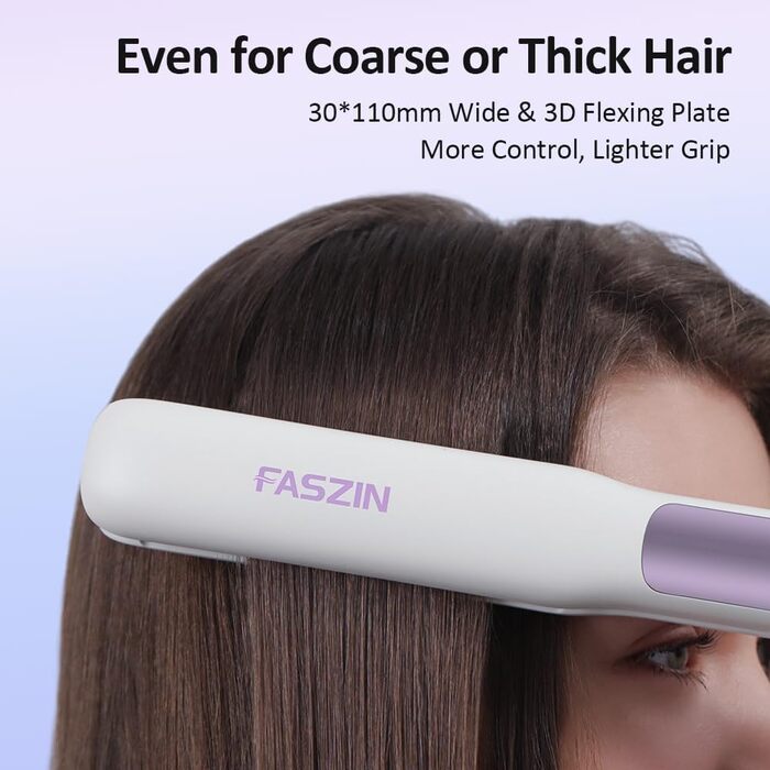 В 1 випрямляч для локонів і випрямлення, іонний випрямляч для волосся з титановими пластинами для гладкої зачіски, швидке нагрівання 20 секунд, плаваюча панель 3D запобігає висмикуванню волосся, з РК-дисплеєм, 130 C-230 C - білий, 2