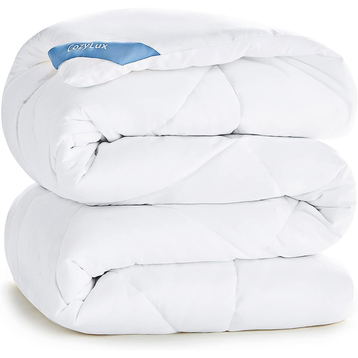 Ковдра CozyLux 200x200 см для всіх сезонів, ковдра з мікрофібри 300gsm, біла, дихаюча, 200x200 см