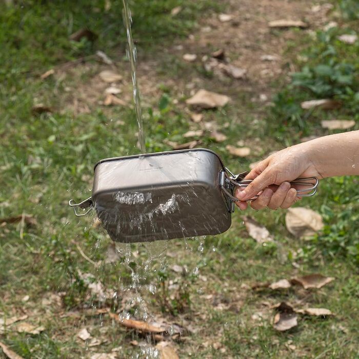 Ланчбокс iBasingo Titan 800мл з кришкою та ручкою - герметичний бенто-контейнер для кемпінгу, відпочинку та офісу. Безпечний для їжі, придатний для миття в посудомийній машині. Модель Ti2081C (1200мл Ti2082c)