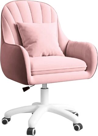 Крісло Aivermeil для дому та офісу, оксамитове, з підголівником, поворотне, регульоване по висоті, ергономічне, для робочого кабінету, спальні, до 120 кг (Рожеве)