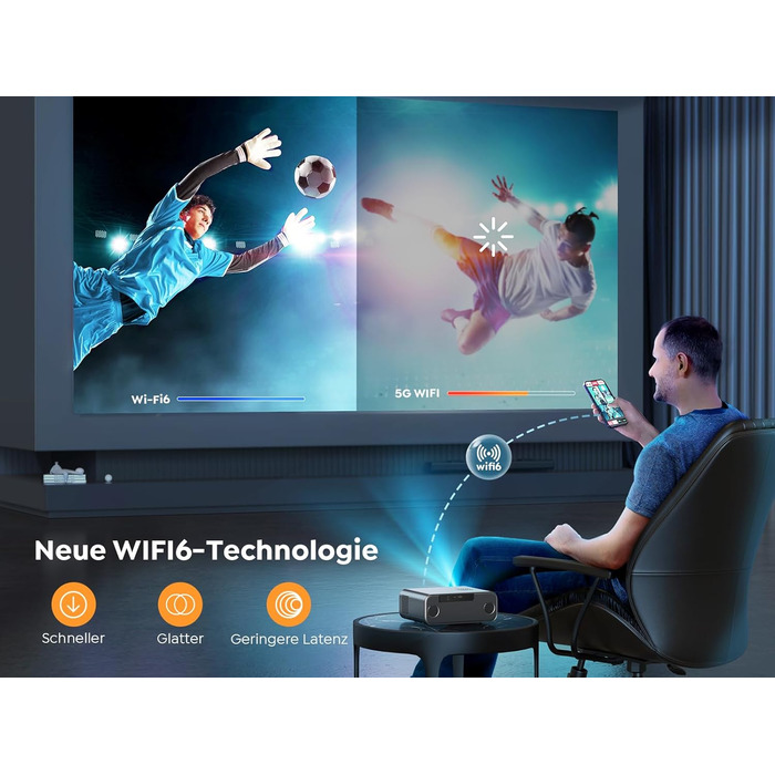 YABER Beamer Heimkino Projektor: 1080P Full HD, підтримка 4K, автофокус та корекція Keystone