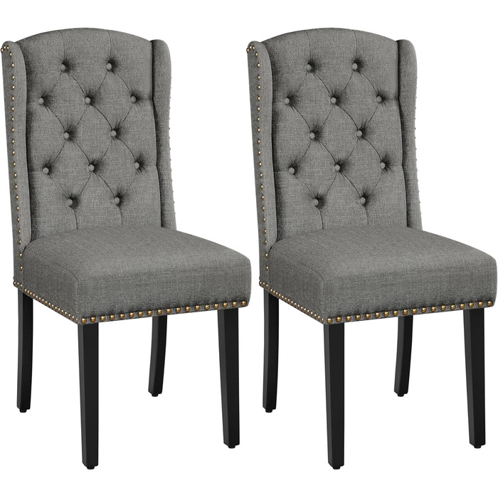 Набір кухонних стільців Yaheetech з крилатим спинком, оббитий стілець для їдальні, до 140 кг, сірий (2, світло-сірий)