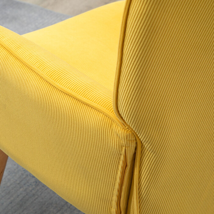 Крісло для відпочинку HOMCOM Recliner Крісло-крило з табуретом жовтого кольору, крісло з дерев'яними ніжками, вельвет Look для зручного сидіння