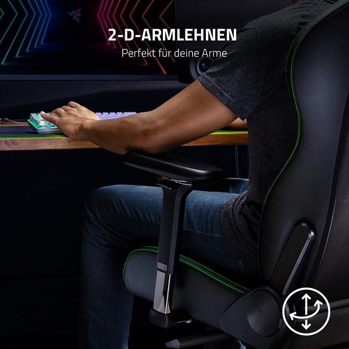 Геймінговий крісло Razer Enki X - комфорт на весь день (підтримка попереку, широке сидіння, оптимізована щільність, нахил до 152°) Зелений | Стандарт