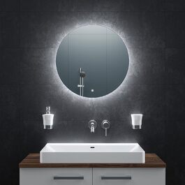 LED дзеркало для ванної кімнати BR Bringer, діаметр 80 см, з підсвічуванням, антизапарюванням, регулюванням яскравості, 3 кольори світла, сенсорне управління, пам'ять, модель BRRS201