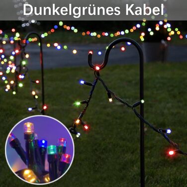 Гірлянда світлодіодна Hopelit 50 LED, 5 м, кольорова, на батарейках, з таймером, 8 режимів, вологостійка, для декору саду, вечірки, ялинки