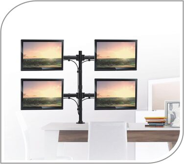 Кріплення для монітора PureMounts для 4 моніторів, 17-32 дюйми, до 8 кг, VESA 75/100, 360° оберт, регулювання висоти та нахилу, чорний