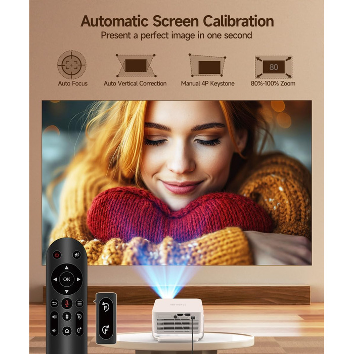 Magcubic HY300max Міні проектор 4K/8K з Android 14, WiFi 6, Bluetooth 5.4, Автофокус, для домашнього кінотеатру, білий