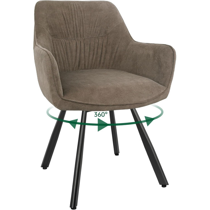 Набір обідніх крісел 6 шт. з поворотним механізмом, крісла з підлокітниками, поворот на 360°, м'яке крісло з велюру, для вітальні, кухні, робочого кабінету, спальні, коричневе, 6 шт.