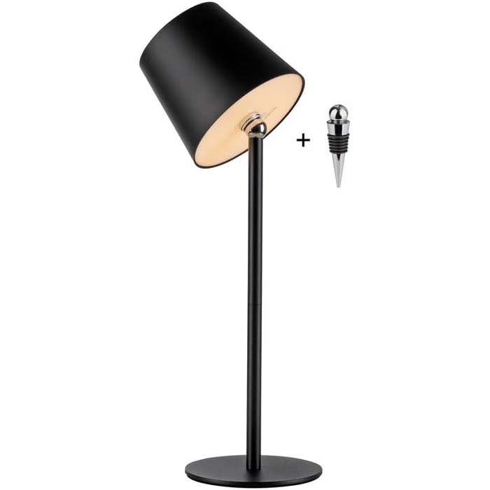 LED настільна лампа SellTec на акумуляторі, USB, білий колір, диммер, IP54, для саду, тераси, кемпінгу (чорний)