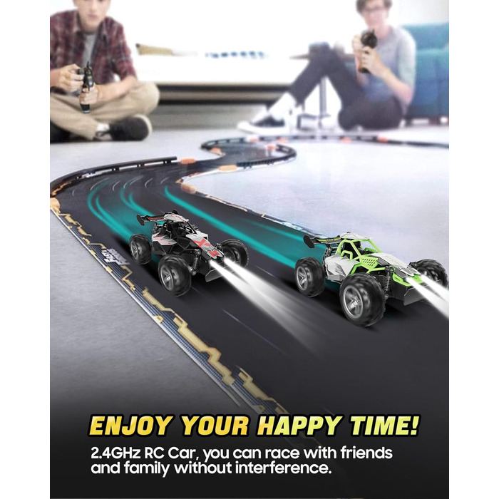 RC Автомобіль на радіокеруванні 2.4GHz, Monstertruck 15+ км/год зі світлодіодами, іграшка для хлопчиків, чорно-червоний (сірий/зелений)