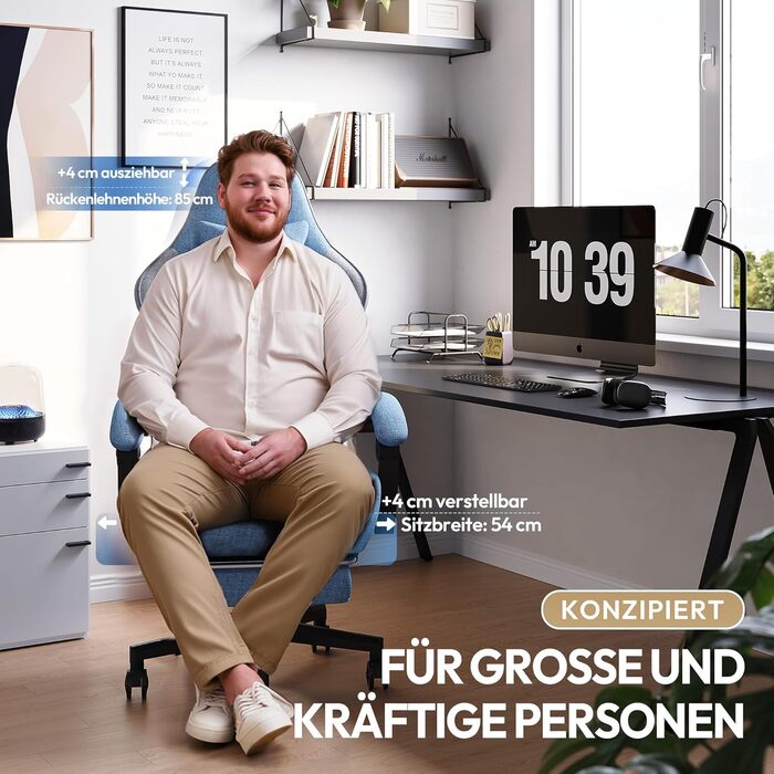 Ігровий крісло Dowinx з підголівником та підніжкою, тканинне, з масажем, чорно-зелений, для офісу та геймінгу