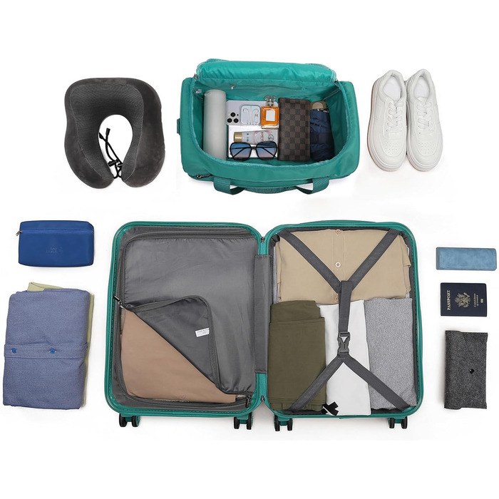 Набір валіз та дорожньої сумки KONO 55 см, кремово-білий (2 шт.)