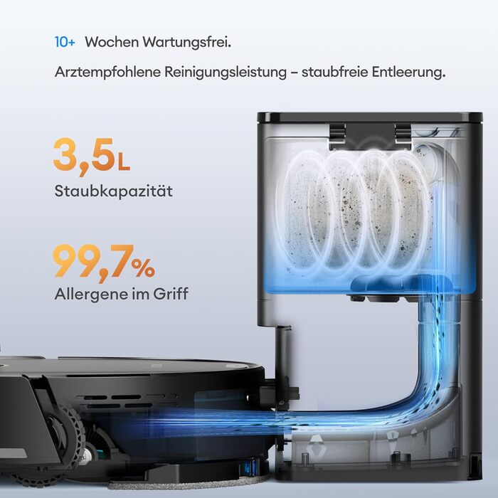 Робот-пилосос Ultenic T20 Pro з функцією миття, 8000 Па, док-станція 3,5 л, для шерсті тварин та килимових покриттів, AI-лазерне уникнення перешкод, керування через додаток