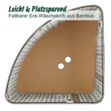 Кошик для білизни кутовий з бамбука Relaxdays з кришкою