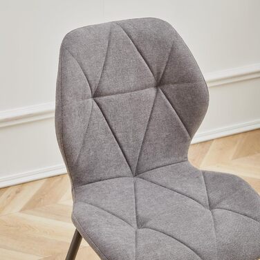 Стільці для їдальні GrandCA HOME, оббиті, скандинавський стиль, метал, ромбоподібні подушки, сірі (2 шт.)