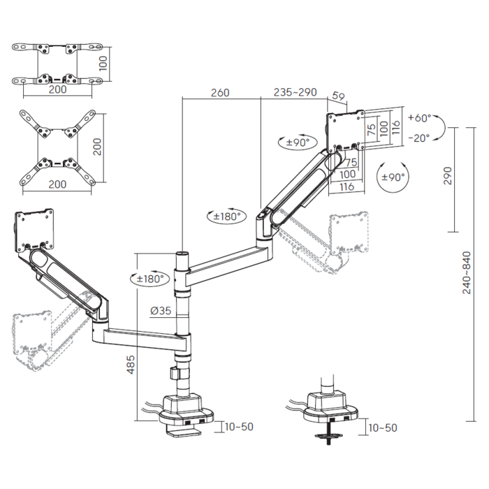 Настільне кріплення для монітора OfficePro MAH752W