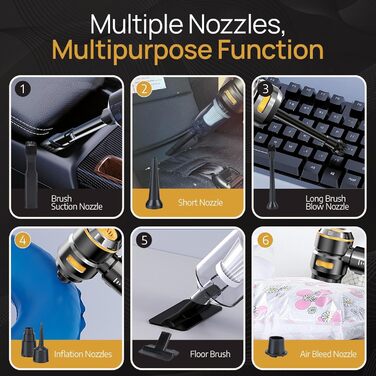 Акумуляторний ручний пилосмок для авто та дому, бездротовий портативний міні-пилосмок 18000Па, 3 режими потужності, з мийним HEPA-фільтром для шерсті тварин та прибирання кухні