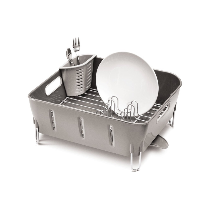Сушарка для посуду Simplehuman KT1104 компактна, пластикова, сіра - 5 років гарантії