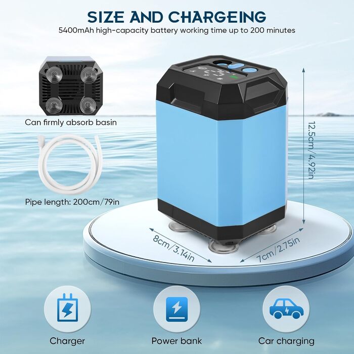 Портативна душова кабіна для кемпінгу з акумулятором 6000mAh та індикатором температури, з насосом та 2м шлангом. Підходить для відпочинку, автомийки, пляжу та подорожей.