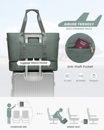 Сумка-мішок LOVEVOOK для жінок, 42L, водонепроникна, з відділенням для взуття, для подорожей, спортзалу, басейну, пологів, Ryanair