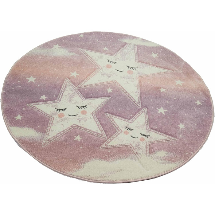 Килим Dream Round Дитячий килимок Ігровий килимок Sky Clouds Stars Design Рожевий крем Розмір 160 см Круглий 160 см Круглий Рожевий крем