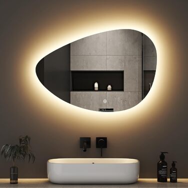 LED дзеркало для ванної кімнати Boromal 100x60 см з підсвічуванням, регульоване світло 3000-6500K, 3410LM, 3 кольори, сенсорне керування