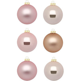 Скляні різдвяні кулі Inge / красиві скляні ялинкові кулі / 30 куль в картонній коробці / ялинкові прикраси ялинкові прикраси ялинкові кулі (перлинно-рожеві / бежево-рожеві)