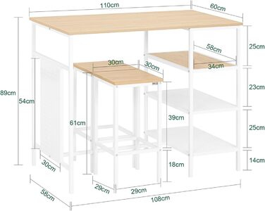 Набір барних меблів SoBuy: стіл та 2 стільці для балкона/вітальні (OGT51-WN)