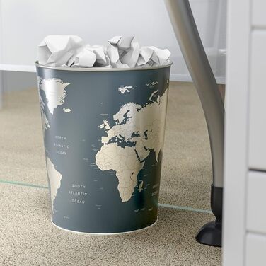 Кошик для сміття Balvi карта світу 20 л 26x22x17,7 см сірий