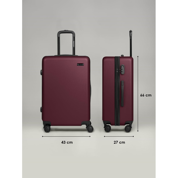 Набір валіз Smartbox Hartschalen 3 шт. для жінок та чоловіків | Легкі та міцні валізи з ABS-пластику | 4 колеса, кодовий замок (Edition 05) (Бургунді, валіза M (66 см))
